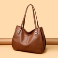 Elegante borsa tote in pelle marrone di grande capacità con dettagli metallici - Giallo / Taglia unica
