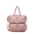 Bolso tote acolchado rosa grande y elegante con correa de hombro para mujer y estudiante - Rosa