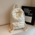 Quilted white down cotton backpack with lightweight waterproof fabric and adjustable straps - Off White