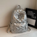 Zaino trapuntato argento metallizzato con motivo a fiocco e tasche multiple - Argento