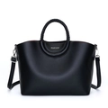 Borsa tote nera in pelle martellata con manici intrecciati e fibbie in argento lucido - Taglia unica / Nero