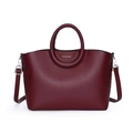 Borsa tote rosso vino in pelle testurizzata litchi con manici intrecciati in due pezzi - Taglia unica / Borgogna