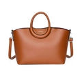 Grande borsa shopper marrone con manici intrecciati e tracolla regolabile rimovibile - Taglia unica / Cuoio