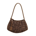 Borsa tote leopardata retrò in finta pelle scamosciata con spalline in cuoio - Verde Leopardato