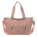 Sac fourre-tout en toile rose à plusieurs poches avec bandoulière réglable et boucles argent - Rose