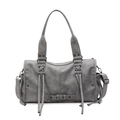 Sac à bandoulière gris mat rétro avec pompon à franges et détails de laçage - Gris