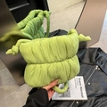 Minimalist light green pleated puffer cloud bag with knot handle and padded cotton design - Fruit Green