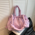 Bolso cubo acolchado morado minimalista con asa acolchada y gran capacidad - Morado