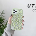 Funda iPhone verde claro con dijes de corazones 3D y panel posterior traslúcido - Cian / iPhone 7/8/SE2