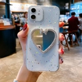 Détail de coque pailletée avec miroir coeur et nœud en strass pour l'iPhone - Compatible avec iPhone 7/8/SE 2020 / Étoile Lune - Miroir Nœud Cœur