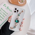 Funda transparente para Samsung S21 Ultra con pulsera de gemas verdes y brillantes diamantes - Verde / iPhone 6/6S