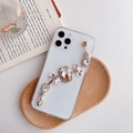 Funda transparente para Samsung S21 Ultra con elegante cadena de cristal y gemas - Blanco / iPhone 6/6S