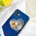 Supporto per cellulare a cuore con orsetto dorato, perle e glitter brillanti - Supporto Epossidico - Orso Cuore LOVE