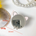 Glitzernder Handyhalter mit Katzenohren, Strasssteinen, Spiegel und Schleifendekor - Katzenohren - Silber