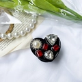 Soporte de móvil corazón de lujo con rubíes rojos, perlas blancas y cristales - Rojo