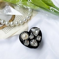 Luxury black heart phone grip holder with sparkling rhinestones and white pearl accent - Clear