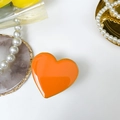 Support de téléphone en forme de cœur orange avec bord doré et finition émail brillant - Orange Macaron