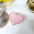 Pink heart-shaped folding phone socket with golden edge and glossy resin finish - Macaron Pink