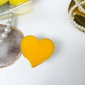 Glossy yellow heart-shaped folding phone grip with elegant gold electroplated edges - Macaron Ginger Yellow