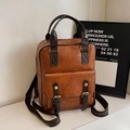 Sac à dos multifonctionnel marron vintage avec boucles métalliques et poignée robuste - Brun Jaune