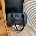 Bolso vintage gris oscuro para axila con costuras blancas y correas de hombro largas - Negro