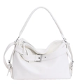 Witte motorstijl shopper van lychee leer met decoratieve gesp en rits-details - Wit