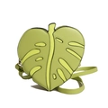 Green monstera leaf shaped crossbody bag in PU leather with decorative cutout details - Light Green