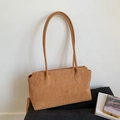 Bolso tote grande de ante marrón mate para mujer bolso de hombro minimalista estilo retro - Marrón Amarillento