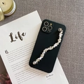 Black matte iPhone case with a winding sparkling rhinestone bracelet chain decoration - iPhone 7/8/SE 2020 / Black