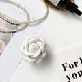 Witte lederen camelia opvouwbare telefoonstandaard met hoogwaardige lychee-textuur - Leer/Plastic / Wit