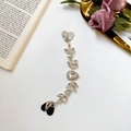 Elegante catena con chiusura a cuore argento e cristalli a goccia per gioielli DIY - Stile Adesivo / Bianco