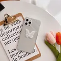 Transparent iPhone case featuring a white embroidered 3D butterfly with lace details - White Lace Single Butterfly / iPhone 7/8/SE 2020