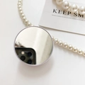 Witte ronde opvouwbare telefoonhouder met high-definition make-upspiegel - Rond / Rond Zilver Wit