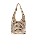 Sac bandoulière beige chic avec rivets métalliques argentés de style motard - Kaki