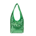Sac hobo vert vif orné de rivets argentés métalliques au style moto et tendance y2k - Vert