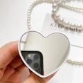 Opvouwbare hartvormige spiegel telefoonhouder met wit frame en gepolijste afwerking - Hart / Hart Zilver Wit