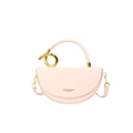 Sac bandoulière rose demi-lune avec poignée ronde dorée et bandoulière réglable - Rose