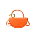 Sac boîte orange chic avec boucle spirale dorée et bandoulière en cuir élégante - Orange