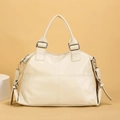 Off-white large capacity crossbody bag with lychee texture and cross-stitching detail - Off White