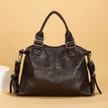 Dark coffee crossbody bag with cross stitching and adjustable strap details - Dark Brown