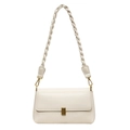 Creamy white vintage underarm bag with a woven shoulder strap and golden buckle clasp - Off-white
