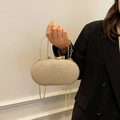 Mini Abendtasche in Champagner-Gold mit Pailletten und rundem Ring-Handgriff - 19*10*5cm / Gold