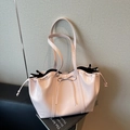 Bolso tote rosa brillante en charol con cordón ajustable y detalle de lazo para mujer - 33*14*27cm / Rosa Claro