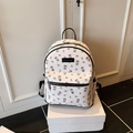 Sac à dos blanc cassé avec motifs lapins et bretelles noires en similicuir de qualité - Noir