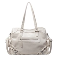 Retro cream large capacity tote bag with rivets and straps for women commute - White
