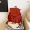 Zaino in nylon rosso mattone con coulisse e ricamo take it easy stile retrò - Rosso