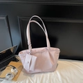 Rosafarbene Shopper-Tasche mit Knotengriff und passender kleiner Münzbörse - Lila