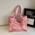 Borsa tote in tela rosa con stelle d'argento e un grande fiocco per le donne - Rosa