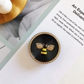 Detailed shot of honey bee phone socket with golden beads and sparkling rhinestones - No.14 Bee - Black