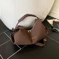 Brown checkered hobo bag with gold logo and adjustable shoulder strap for daily commuting - Brown